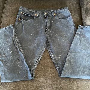 Levi 512 jeans, dark blue with acid wash white spots